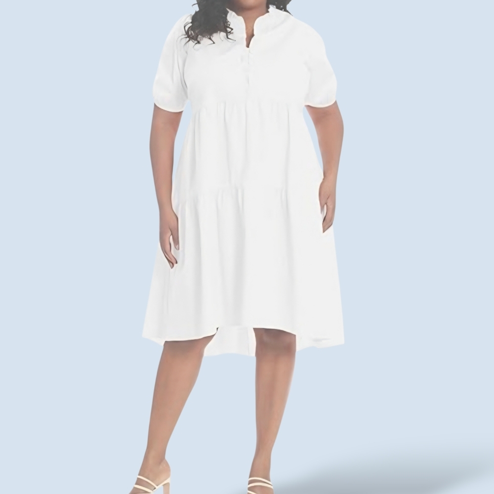 London Times Tiered Hi-Low Tent Dress